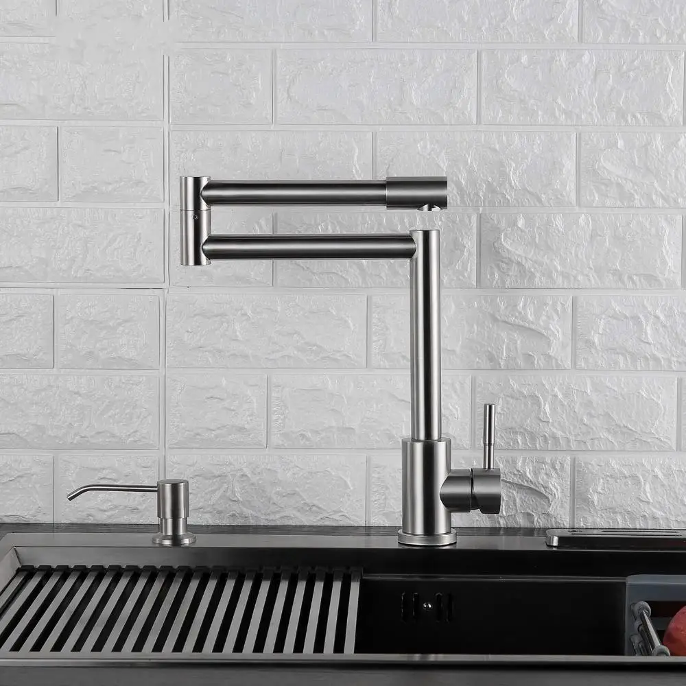 

Kitchen Faucet 720 Degree Swivel Stainless Steel Sink Faucet Universal Single Handle Hot and Cold Mixer Folding Bar Faucet