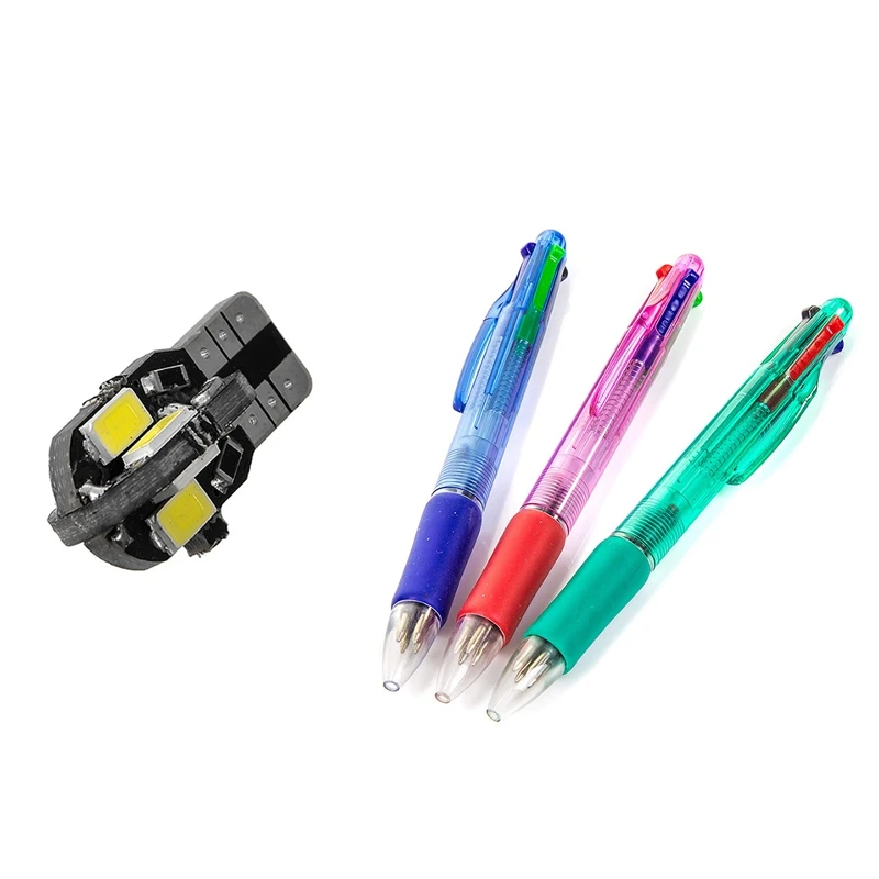 12X Retractable Ballpoint Handwriting Pens- Four Coloured Ball Point(Sent At Random) & T10 194 168 W5W 5730 8 Led Smd White Car |