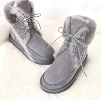 new australia boots genuine sheepskin leather snow boots women wool shoes suede sheep fur flat anti skid warm winter shoes 42