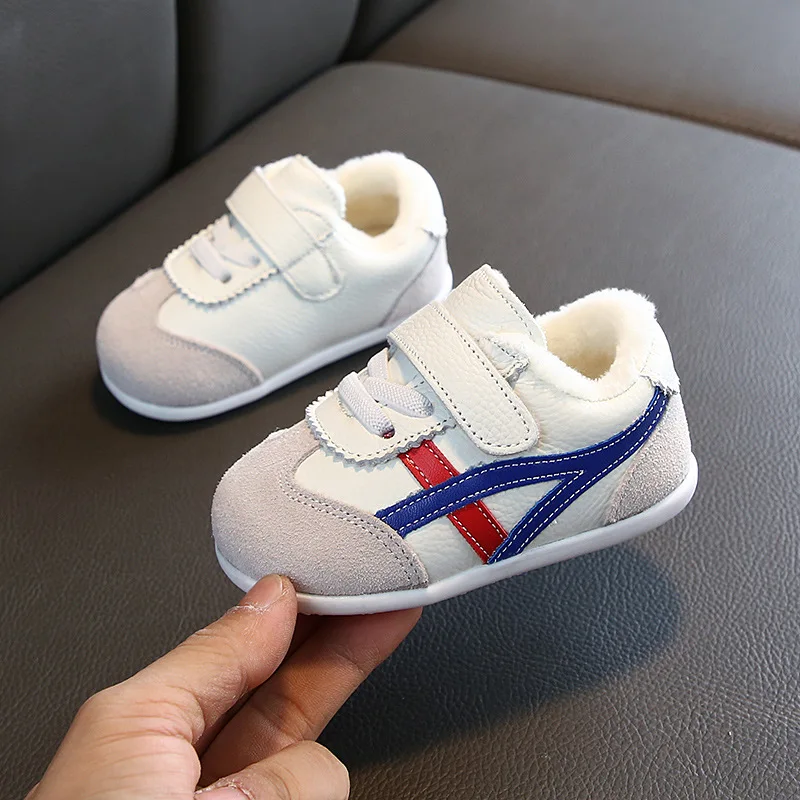 

Autumn Winter New Velvet Baby White Shoes Fashion Toddler Boys Girls Casual Sneakers 1-3 Years Old Boots First Walkers Footwears