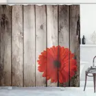 Шторы для душа в деревенском стиле, винтажные тканевые занавески в стиле ретро с рисунком красного Далии, деревянная доска, набор украшений для ванной комнаты с крючками, коричневого цвета