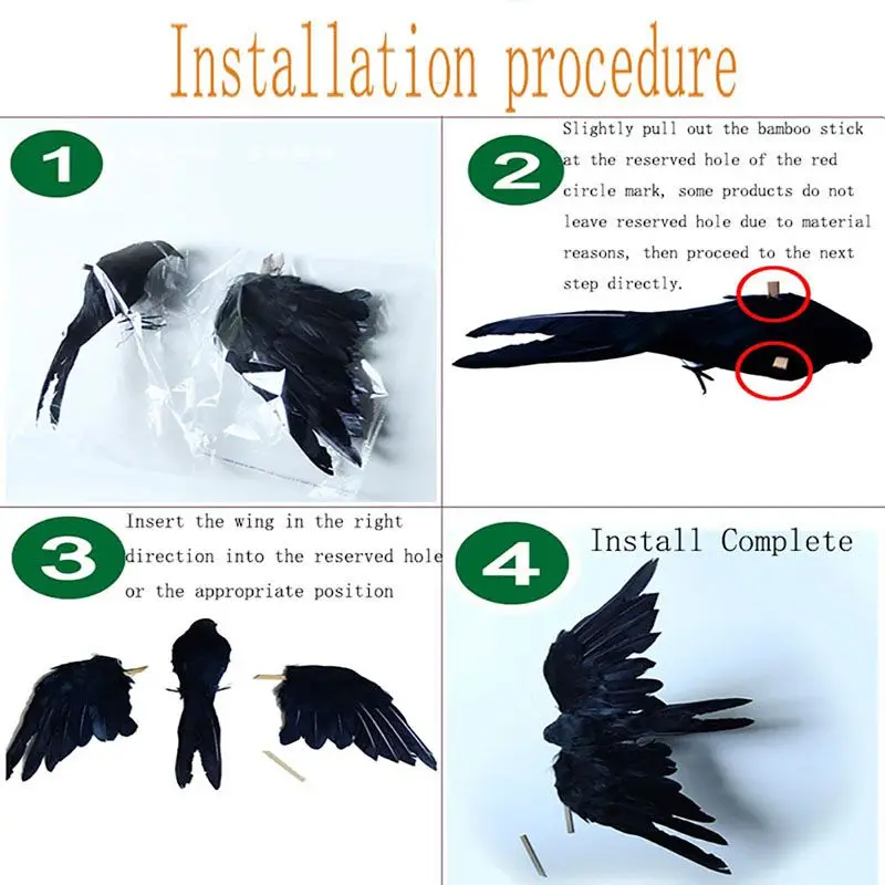 Хэллоуин моделирование черная ворона искусственная птица реквизит