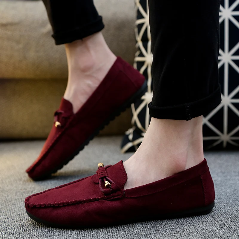 Туфли мужские замшевые без шнуровки элегантные Мокасины классические