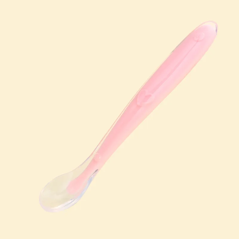 Baby Soft Silicone Spoon Candy Color Baby Learning Spoon Non-Slip Spoon Children Food Baby Feeding Tools for Kids Boy Girl