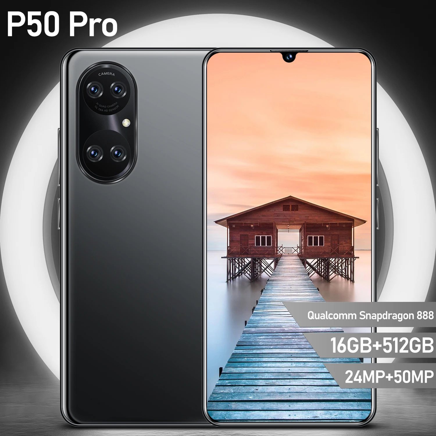 

P50Pro 6.7Inch Smartphone Globle Version Drop Screen 16+512GB 7000mAh 24MP+50MP Cellphone Face Unlock 5G Dual SIM+SD Mobilephone