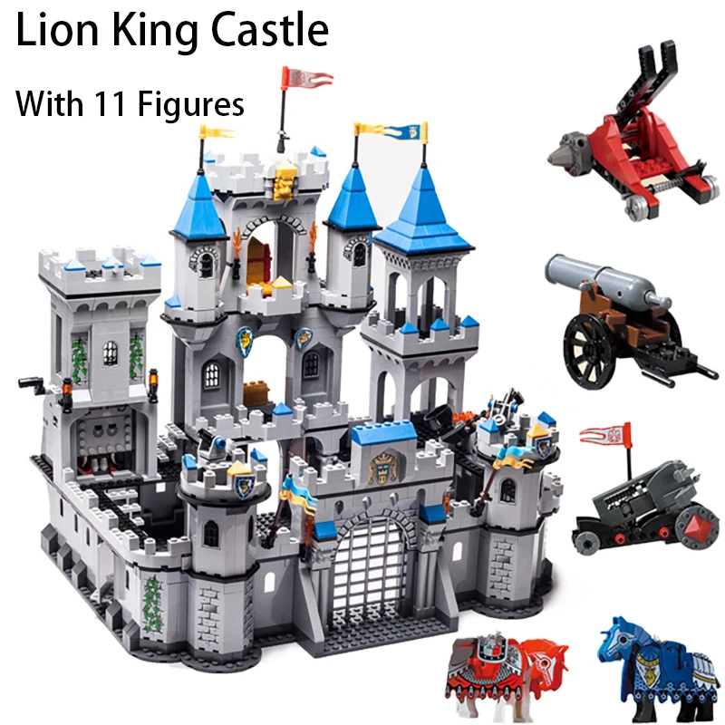 

2021 New Creative Lion king Castle Knights Building Blocks DIY Military war Siege Games bricks Toys for Kids Christmas Gifts