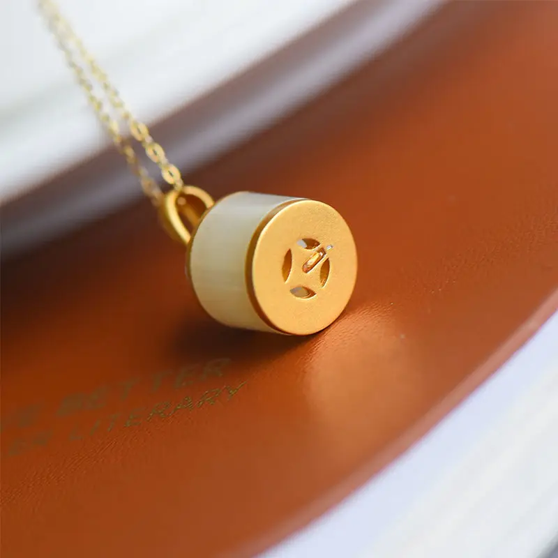 

Natural Jasper Lulutong Pendant Women's Jade Jade Pendant Silver Decorative Necklace Summer All-Matching Personality Fairy Clav