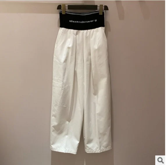 

WANG 2021 Spring and Summer New High-waist Letter LOGO All-match Casual Pants Trousers