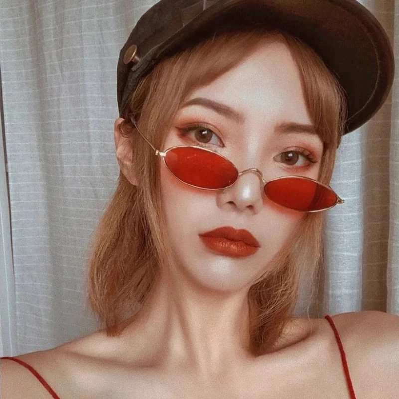 

Small frame oval sunglasses, metal ocean film sunglasses, all-match trendy street fashion glasses