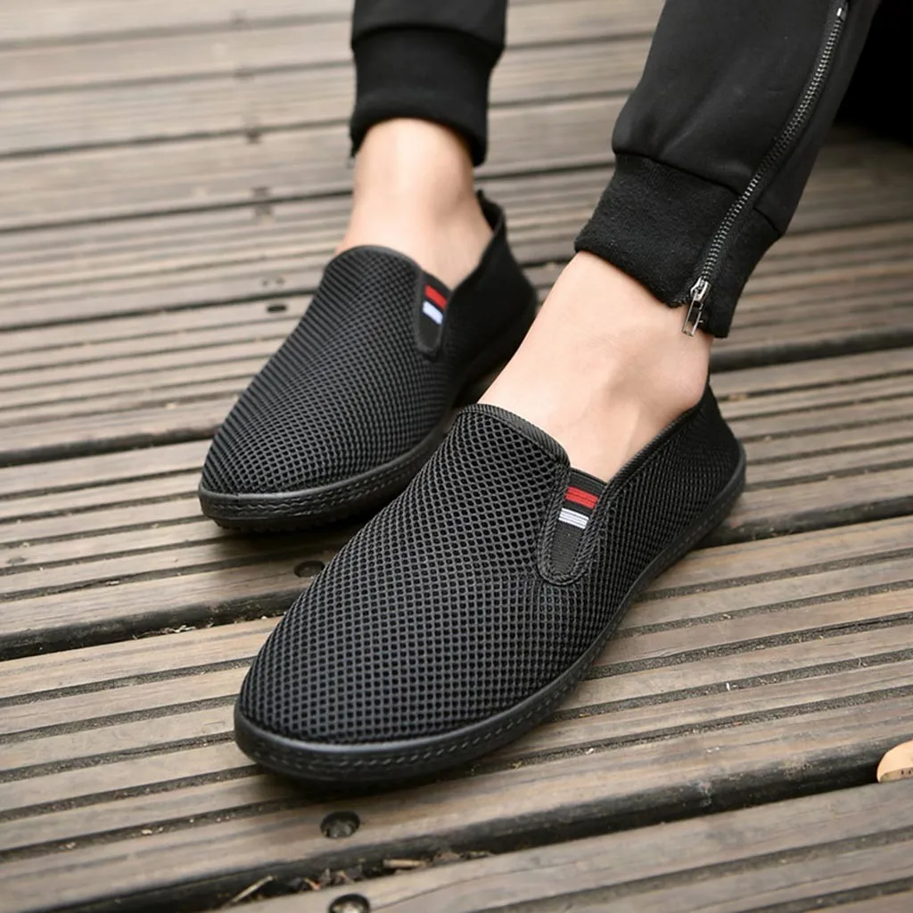 Модные повседневные мужские ботинки плоская подошва высотой сетки молодежи