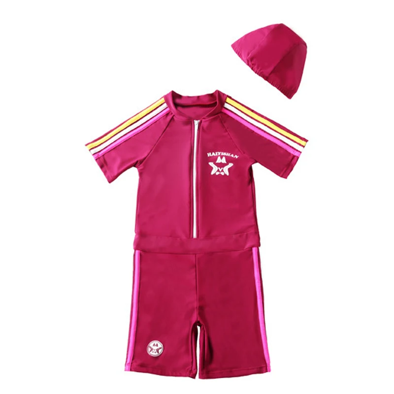 Размера плюс короткий рукав Одна деталь купальный костюм детский одежда для