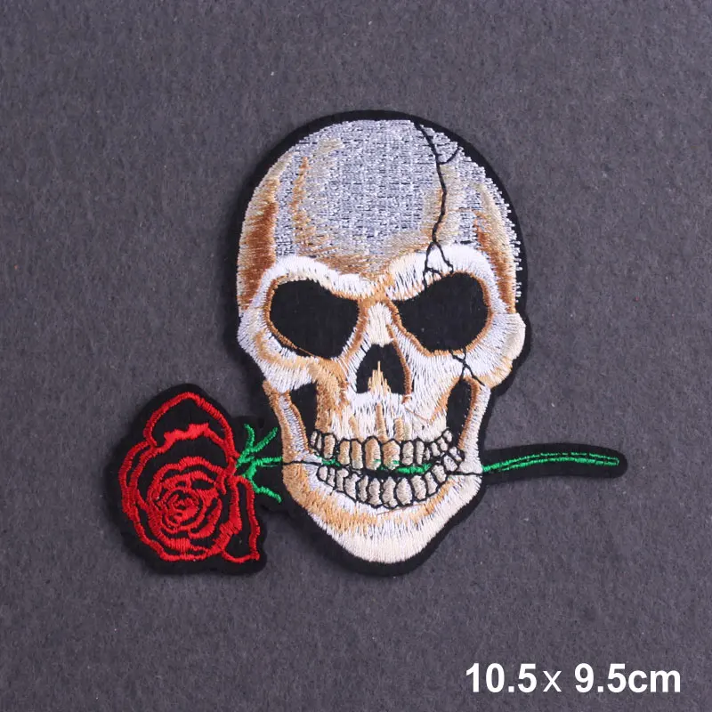 Модная нашивка на шлем с черепом куртку одежду вышивкой цветочные нашивки для