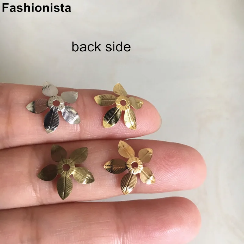 Колпачки для бусин 14 мм латунные цветочные филигранные цветы цвет золото/сталь