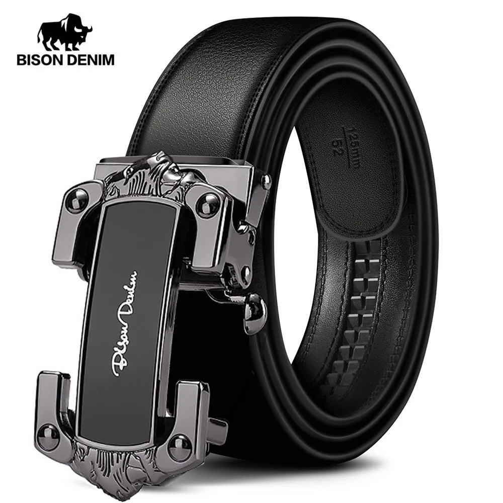Ремень BISON DENIM W71539 мужской из натуральной кожи роскошный мягкий пояс воловьей с