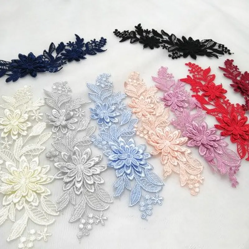 1Pair New 3D Flower Lace Collar Embroidery Applique Neckline DIY Sewing Decoration Craft Wedding Dress Accessories Scrapbooking | Дом и сад