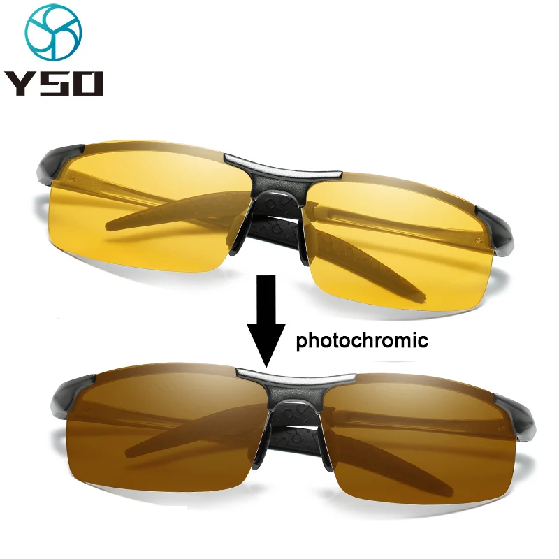 

YSO Men Photochromic Night Vision Glasses Aluminium Frame Polarized Night Vision Goggles For Car Driving Anti Glare Men Glasses