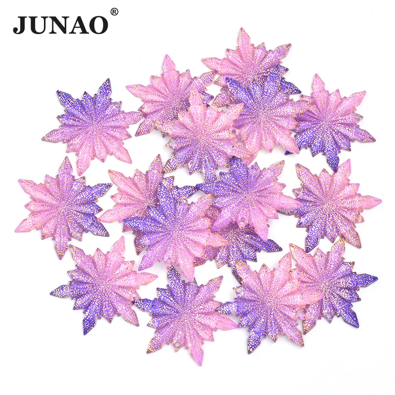 

JUNAO 10Pc 30mm Purple Resin Flower Rhinestone Applique Sewing On Flatback Crystal Buttons Glitter Stones For Wedding Decoration