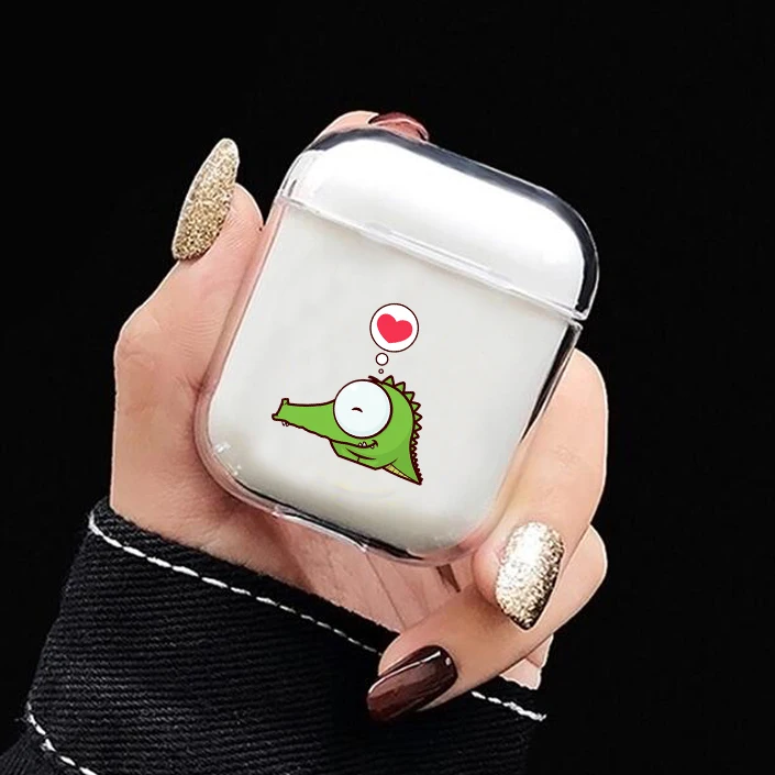 Мультяшный чехол для Airpods, милый, с милым сердечком, прозрачный, Жесткий Чехол для ПК, чехлы для AirPods, защитные беспроводные наушники