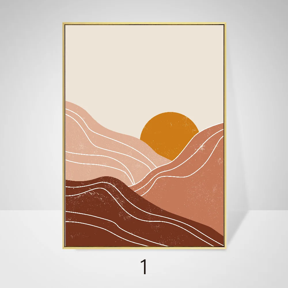 

Boho Poster Abstract Landscape Nordic Poster Beige Gallery Wall Decoration Art Print Sun Woman Face Bundle Line Canvas Painting