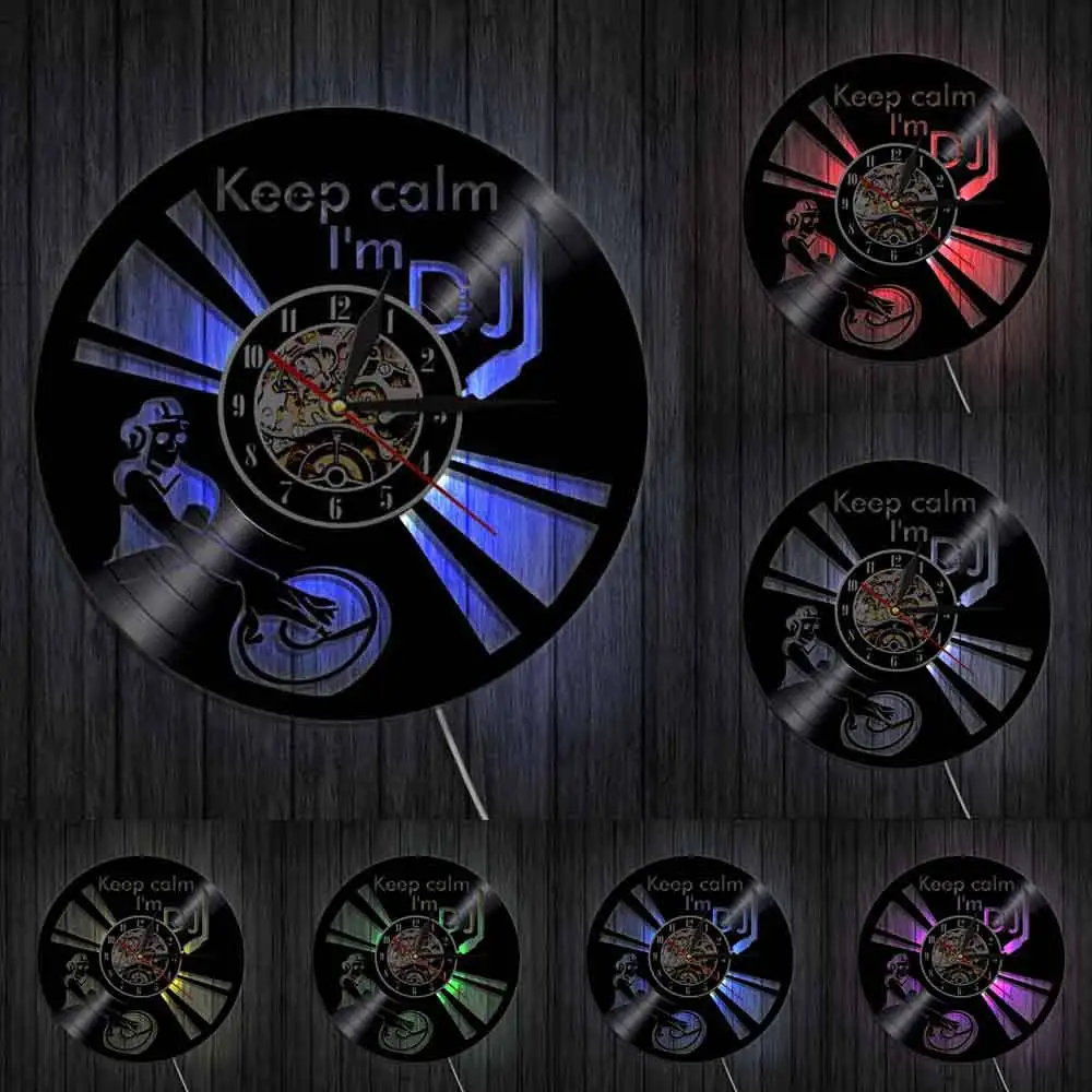 Прикольные настенные часы Keep Calm I'm DJ миксер для диджея проигрыватель виниловой