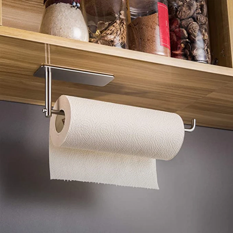 

Kitchen Self-adhesive Under Cabinet Paper Roll Rack Towel Holder Tissue Hanger F3MB