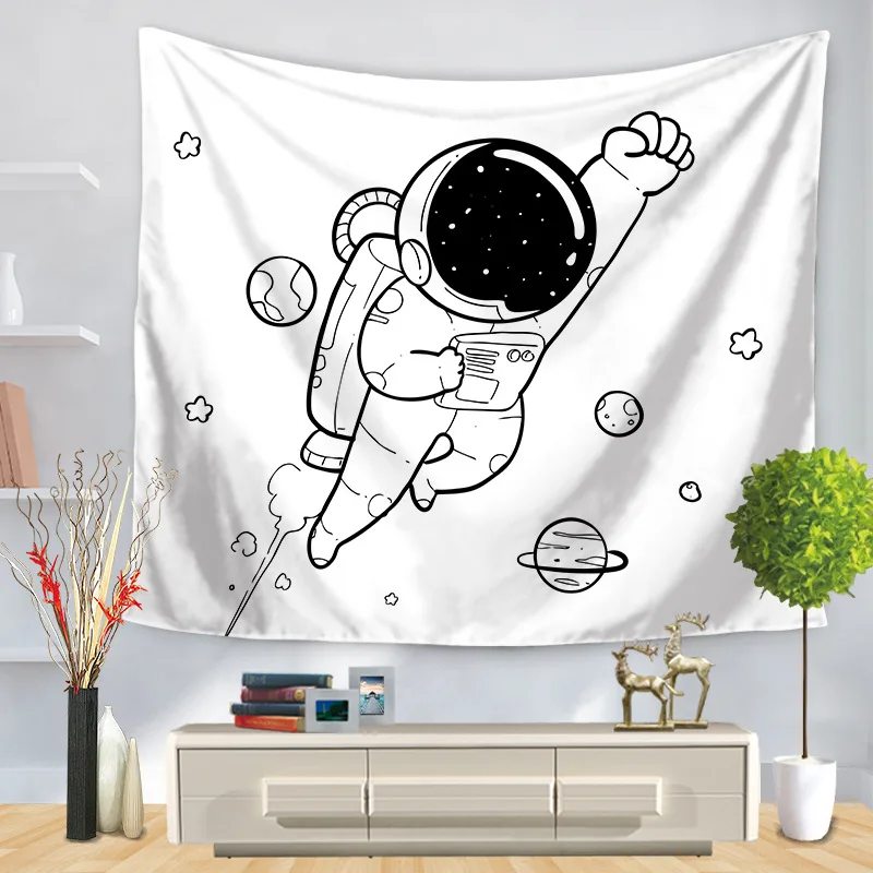 

Черный и белый гобелен Spaceman, настенный гобелен