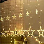 Светодиодная сказосветильник гирлянда s, гирлянда-занавеска в виде сосулек, звезд, Луны, световая гирлянда s 110 В220 В, Рождественская гирлянда, светодиодсветильник гирлянда на окно