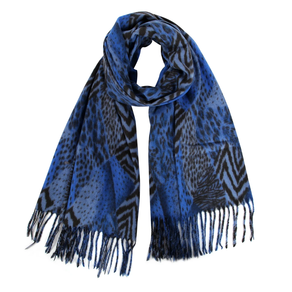 Зимние леопардовые однотонные шарфы FOXMOTHER хиджаб теплые с кисточками