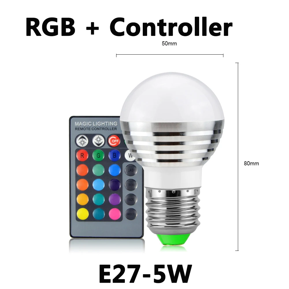 RGB-Remote E27-5W E27 Bluetooth RGB светодиодный светильник E14 Светодиодный светильник с ИК-пультом дистанционного управления волшебный светильник для домашнего декора умный IC светильник ing лампа - Испускаемый цвет: RGB-Remote E27-5W