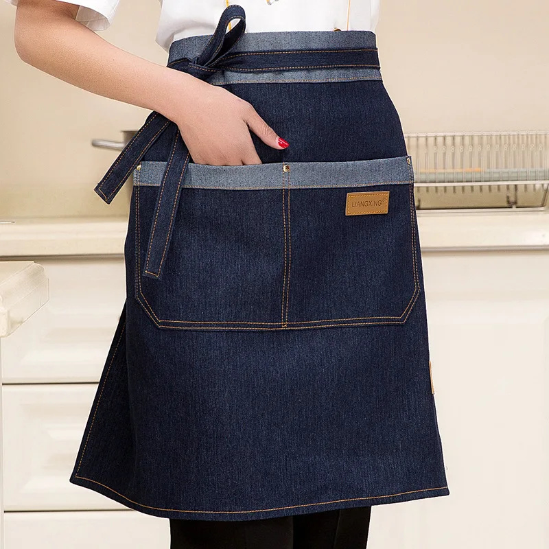 Джинсовый фартук для шеф повара полуфартук с толстой маслоизоляцией|Фартуки| |