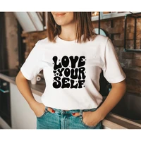 women empowerment t shirt cotton over size love yourself shirt graphic printed inspirational tops female mental health positive