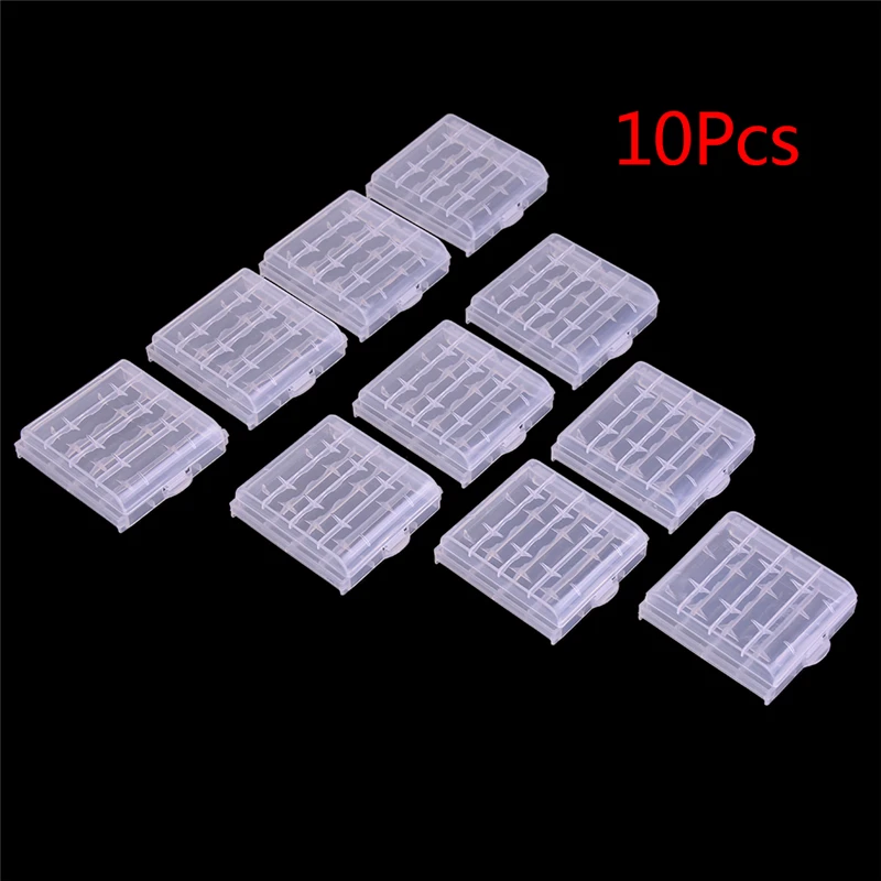 10pcs/pack White Plastic Battery Storage Box Hard Plastic Case Cover Holder For 4pcs AA AAA Batteries Transparent