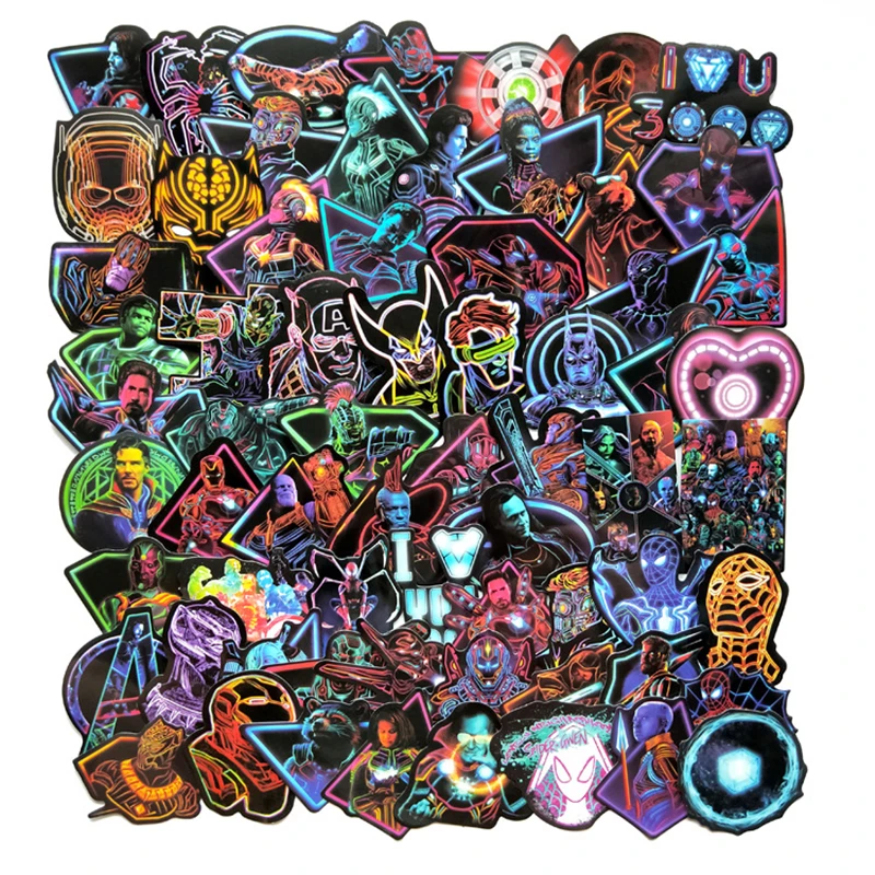 100PCS light Marvel The Avengers Superhero Stickers Decal For Luggage Car Fridge Laptop guitar Iron spider super man Sticker | Рукоделие и