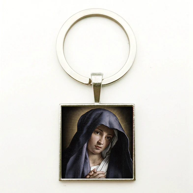 Винтажный квадратный брелок Иисус выпуклая фотография стеклянный чехол для