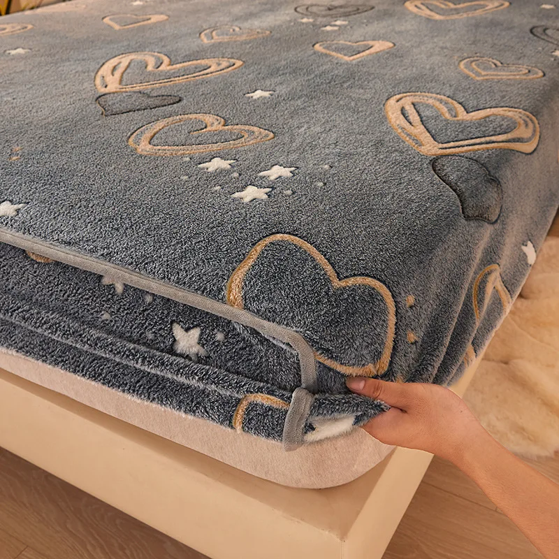 Зимняя теплая натяжная простыня домашний текстиль бархатный утолщенный