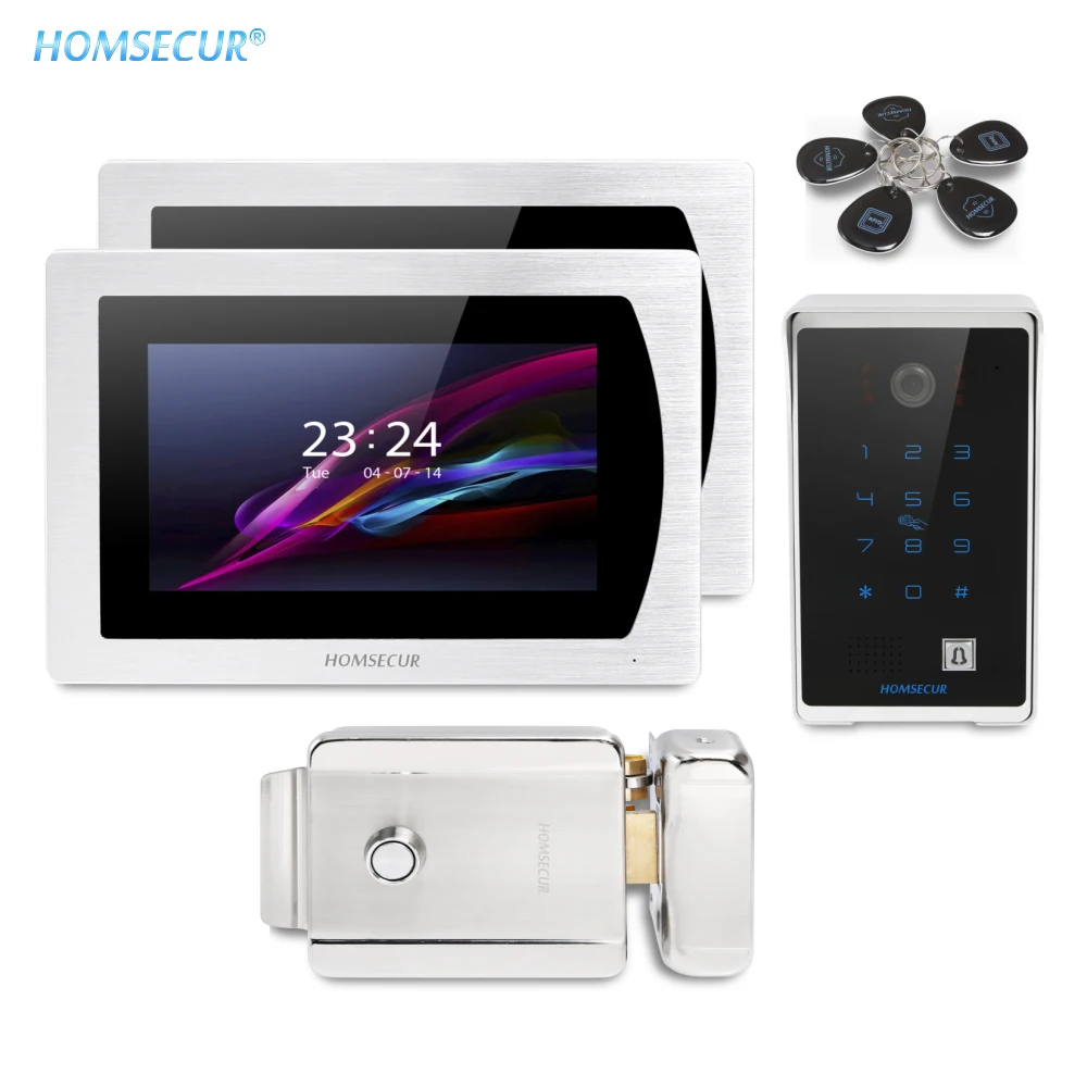 HOMSECUR 7 &quotСвободные Руки Видео и Аудио Домашний Интерком Электрический Замок +