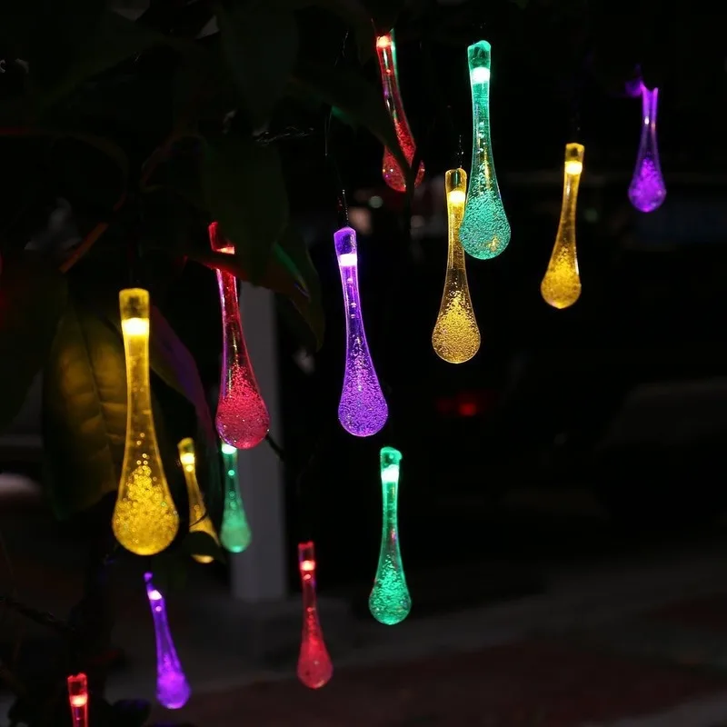 

Solar String Lights Water Drop, Outdoor 20 LED Fairy Lights, Waterproof Garden, Fence,Tree, Home, Holiday, House, Yard, Wedding
