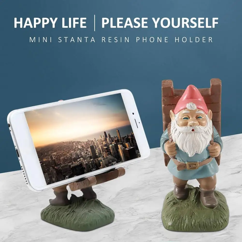 

Santa Claus Resin Statue Table Phone Holder Office Desktop Dwarf Sculpture Ornament Home Decoration