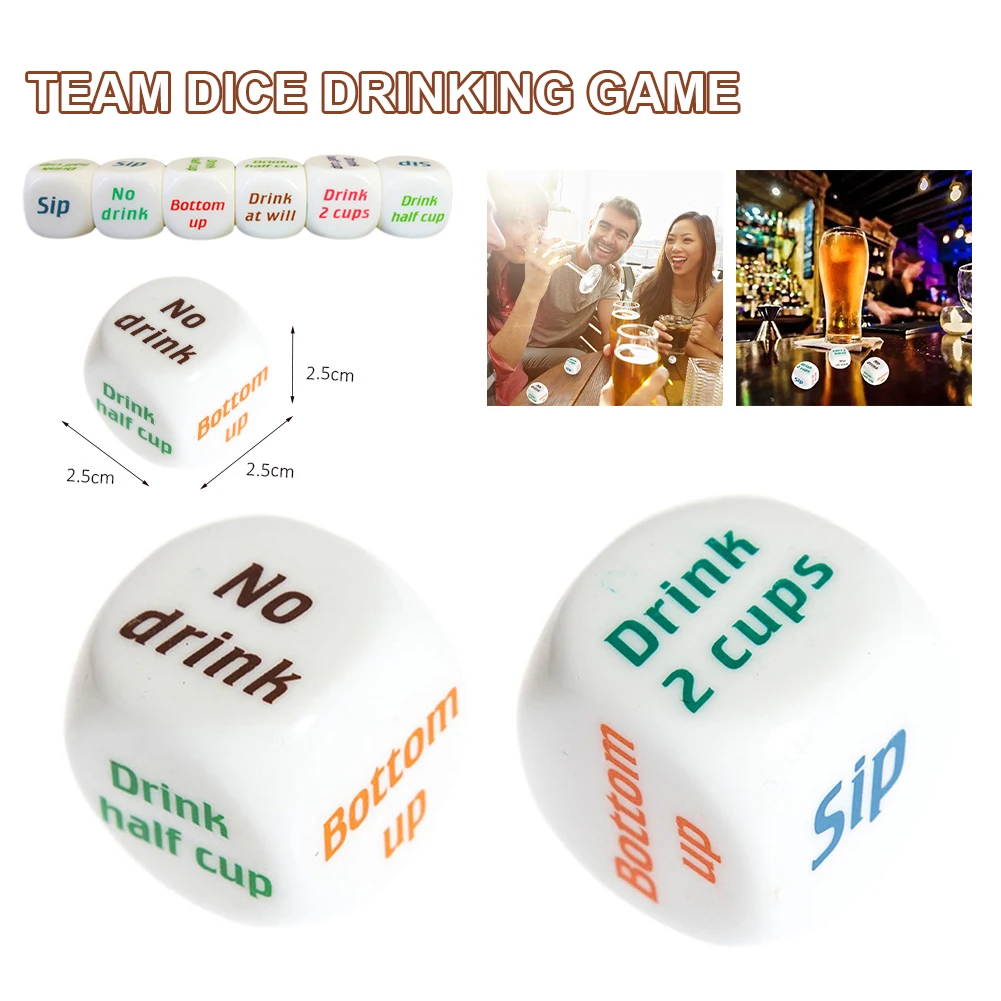 

1Pcs Party Drinking Dice Game Funny Rolling Decider Family Friend Gathering Game Toy for Adult Drunk Frenzy Party Gifts