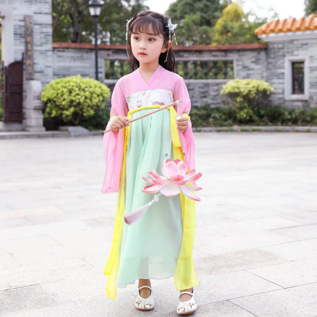 Карнавальный старинный китайский костюм детское платье одежда для народных