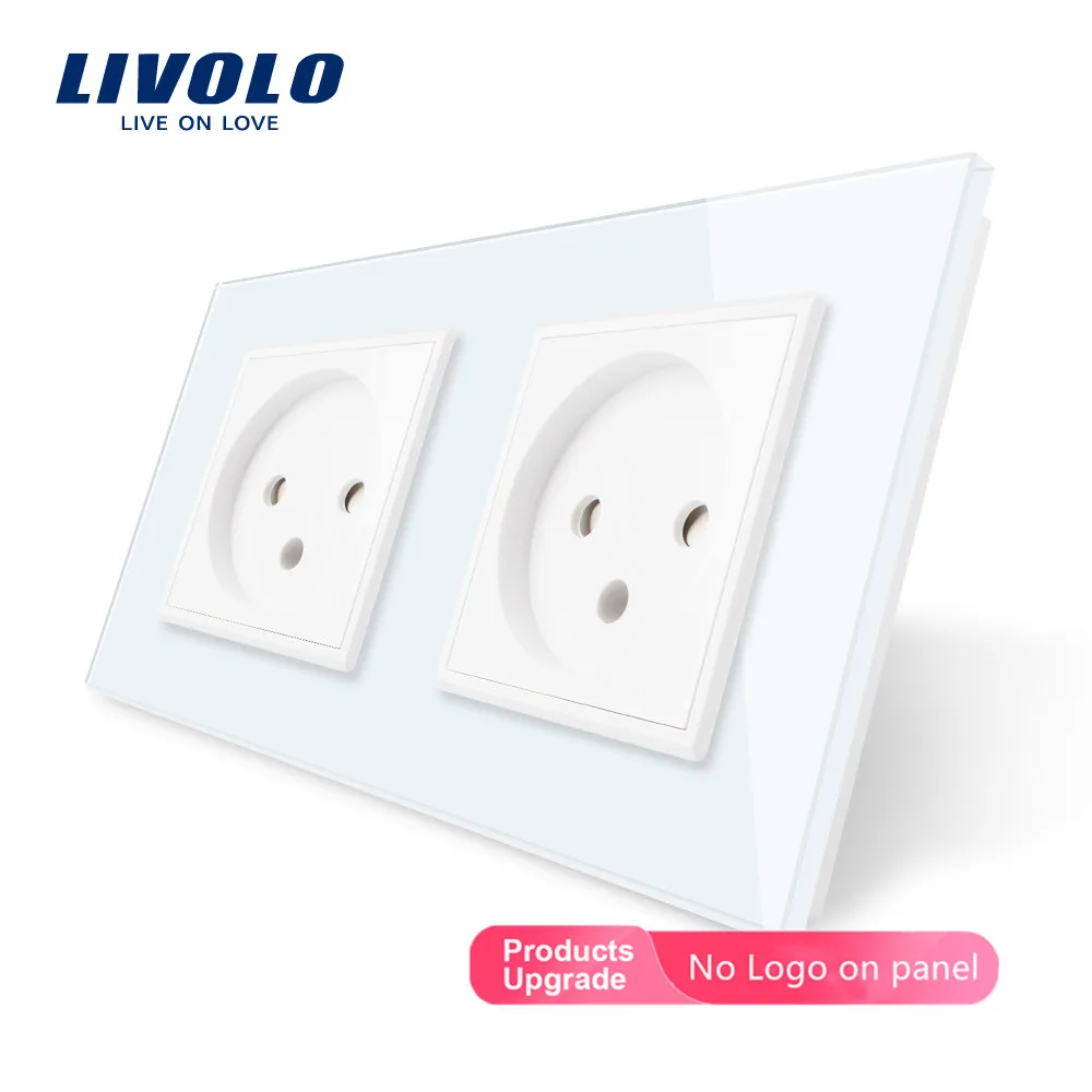 Livolo/Стандартный двойной Израиль Мощность гнездо Стекло Панель переменный ток 100 ~