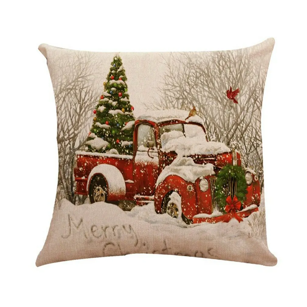 

Merry Christmas pillowcase Linen cushion cover Christmas home decoration pillows cover Sofa cover cushion Christmas gift pillows