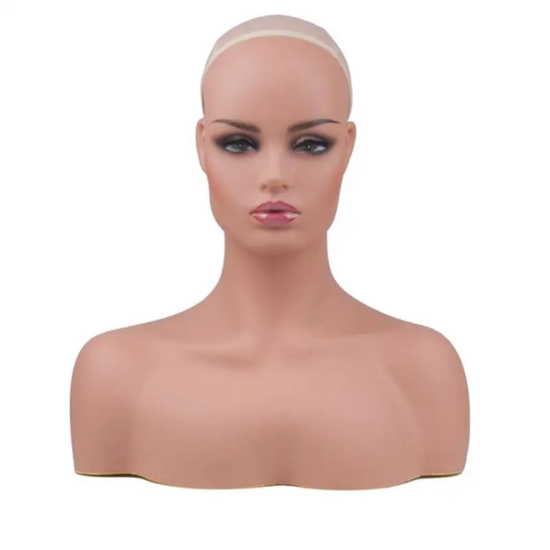 2PCS Female Realistic Mannequin Head PVC Jewelry And Hat Display Mold Stand Torson Wig | Шиньоны и парики