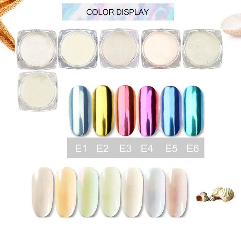 1 коробка жемчужная оболочка зеркало Хамелеон Порошковые блестки для ногтей