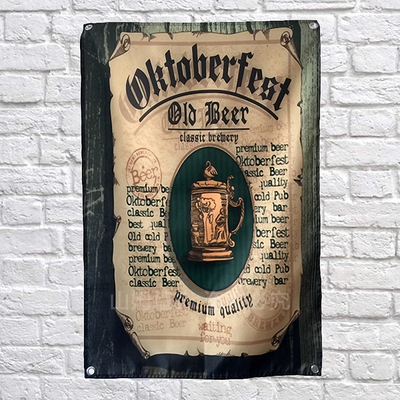 

BEER Wine Poster Banners Bar Cafe Hotel Theme Wall Decoration Hanging Art Waterproof Cloth Polyester Fabric Flags Theme Painting