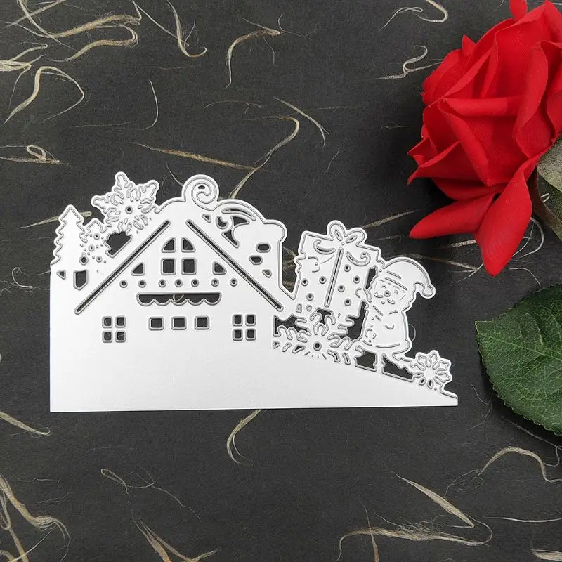 Дед Мороз дом металлические режущие штампы трафарет для скрапбукинга &quotсделай