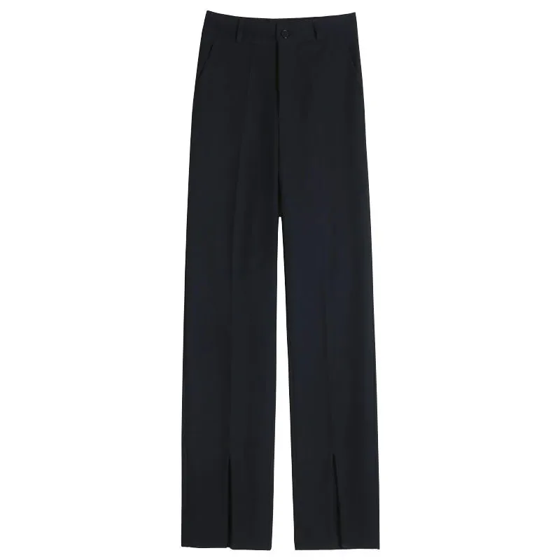 

suit trousers for female 2021 summer aesthetic high waist baggy loose wide leg flare casual pants capri Women's black Grey