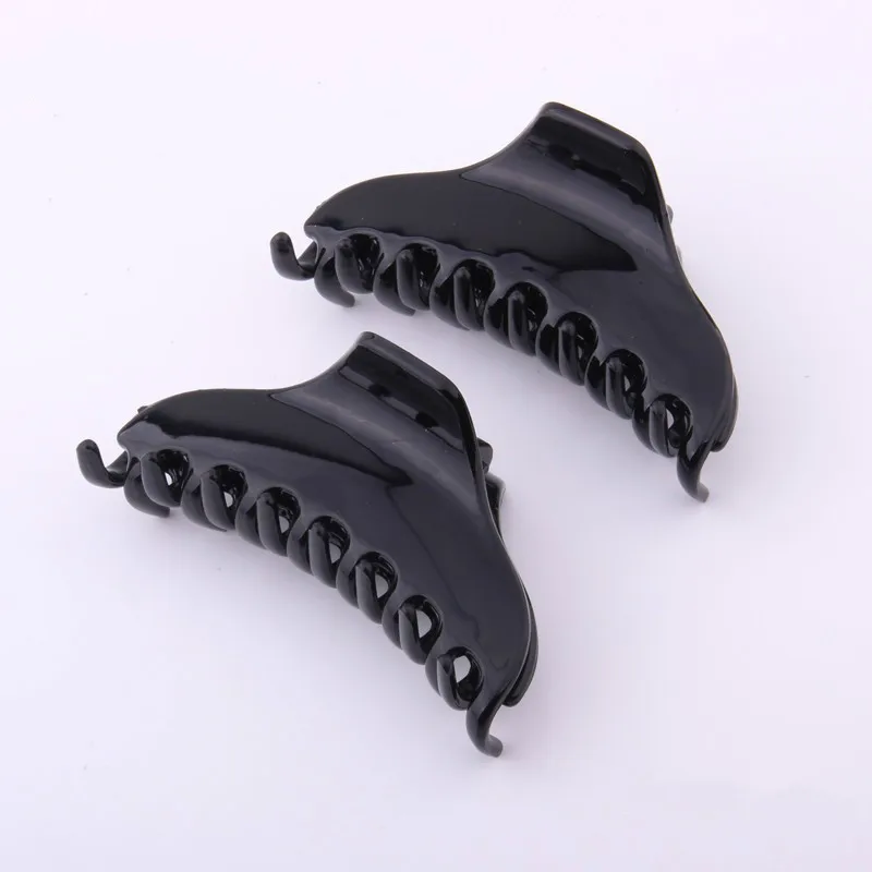 

7 Cm Plastic Hair Claw Clips For Women Environmental Abs Solid Black Crab For Hair Strong Bit Force Hairpin Ponytail Headdress