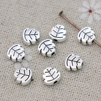 jakongo antique silver plated leaf loose spacer beads for jewelry making bracelet diy findings 7mm 30pcslot
