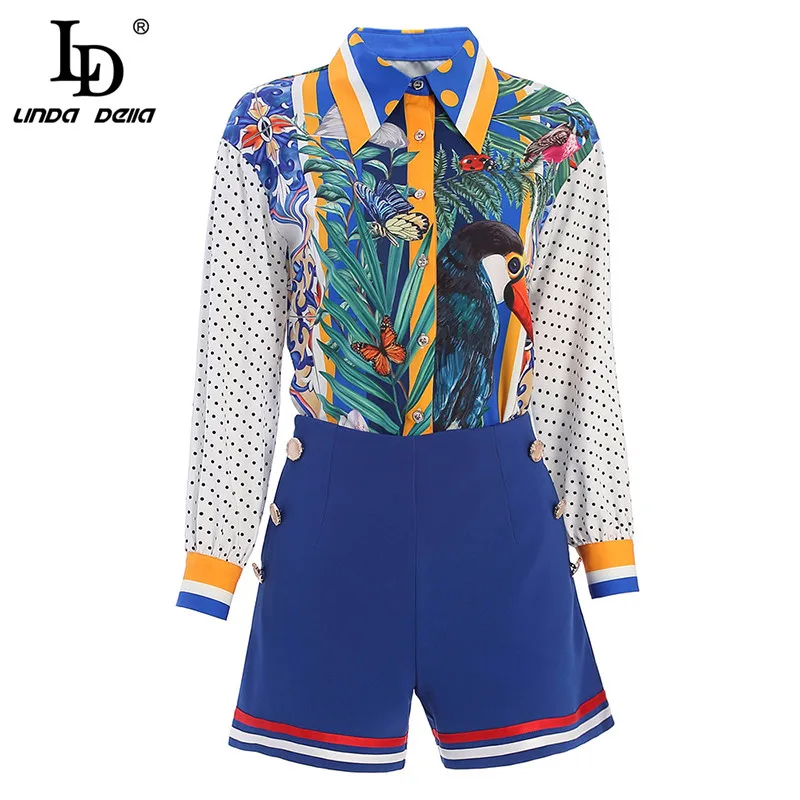 LD LINDA DELLA/весенне летний модный Дизайнерский Костюм с шортами женские комплекты